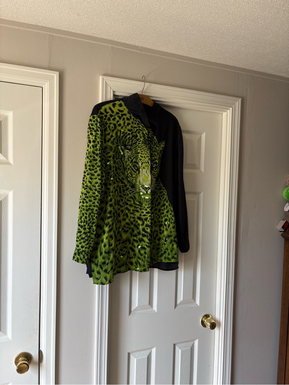 Diane Gilman Neon Green Leopard Print Trench